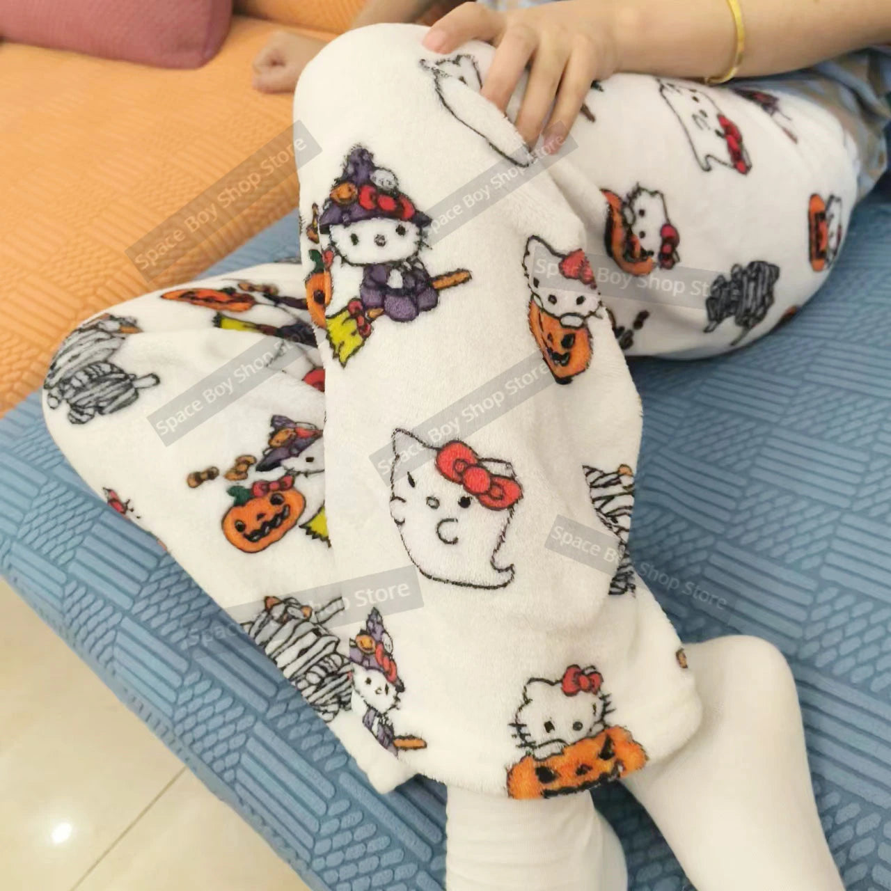 Sanrio Hello Kitty Fleece Coral Pajama Pants Soft Trousers Women Casual Home Trousers Kawaii Anime Cartoon Birthday Gift