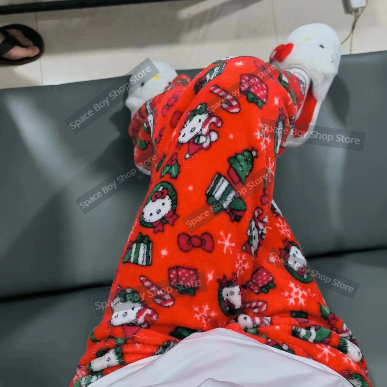 Sanrio Hello Kitty Fleece Coral Pajama Pants Soft Trousers Women Casual Home Trousers Kawaii Anime Cartoon Birthday Gift